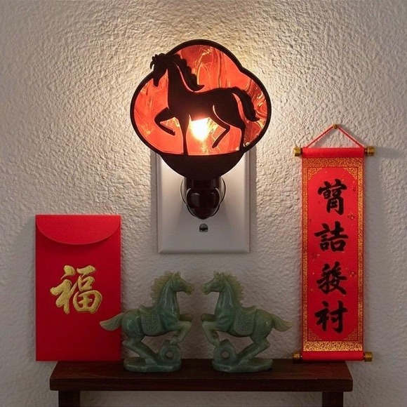 Year of the Horse Night Light Plug In Handmade Unique Home Decor Gift - Picture 2 of 5